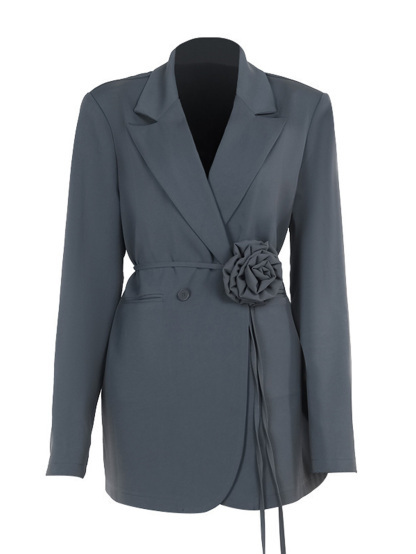 French 3D Flower Lace-Up Blazer
