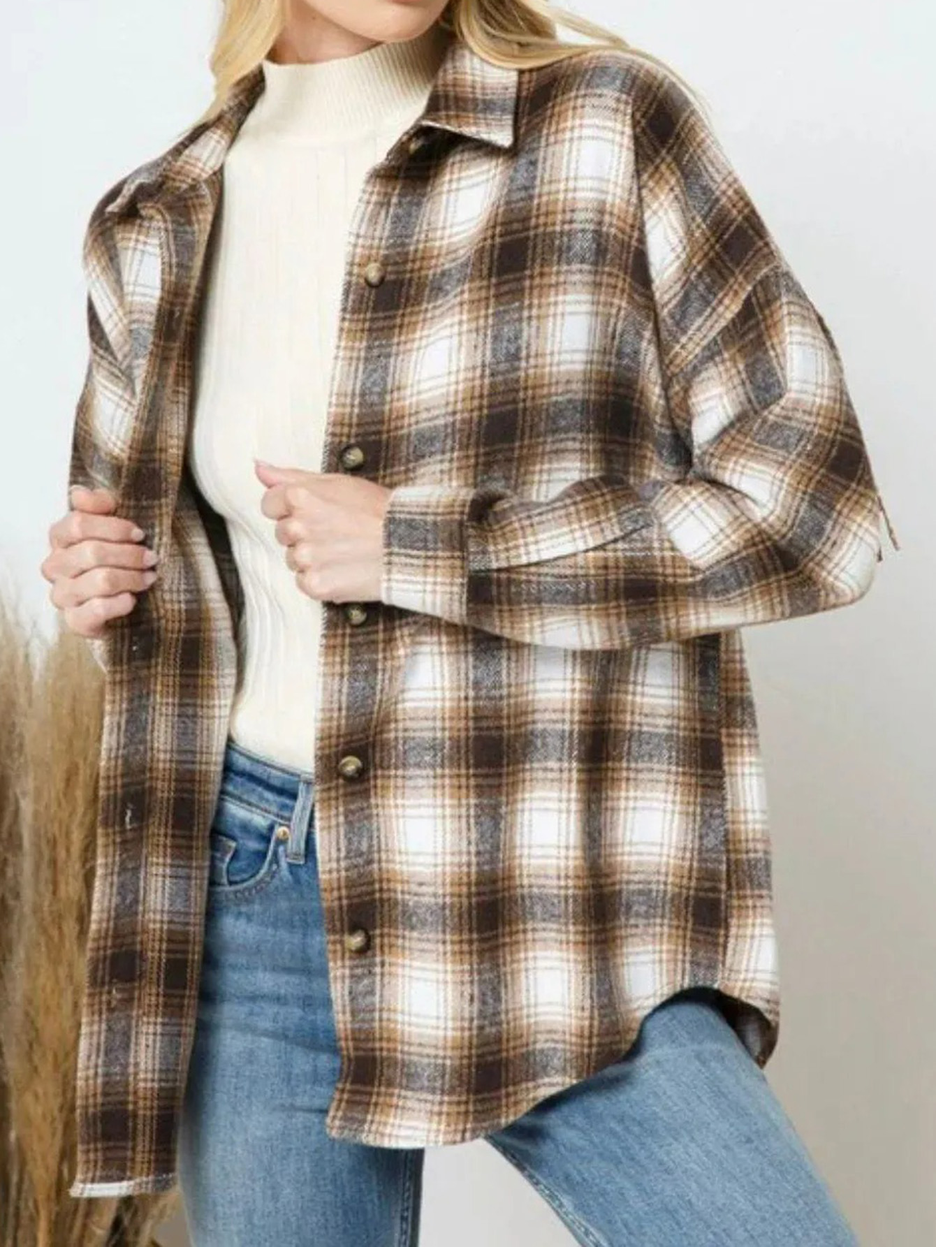 Plaid Fringed Panel Jacket