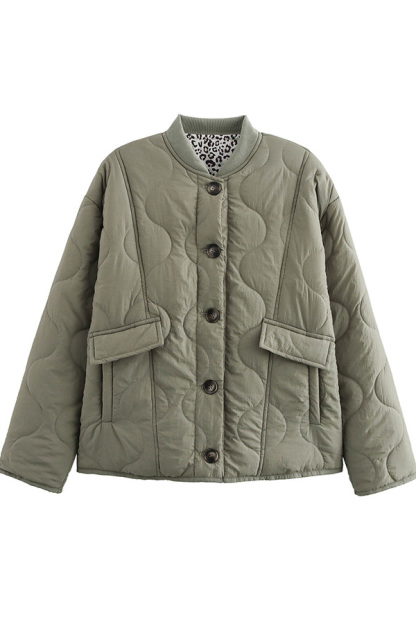 Leopard Cuffs Quilted Jacket