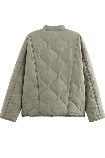 Leopard Cuffs Quilted Jacket