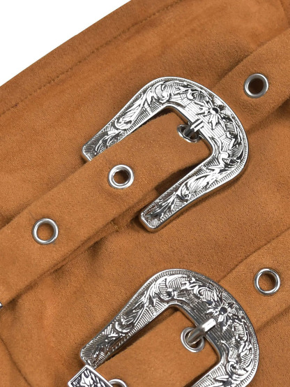 Strapless Belt Tassel Suede Midi Dress