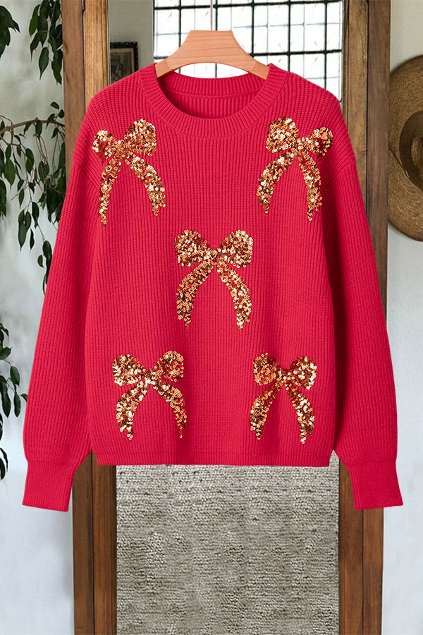 Holiday Sparkle Bow Sweater