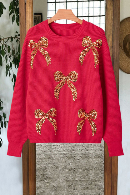 Holiday Sparkle Bow Sweater