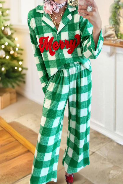 Merry Christmas Plaid Pajama Set