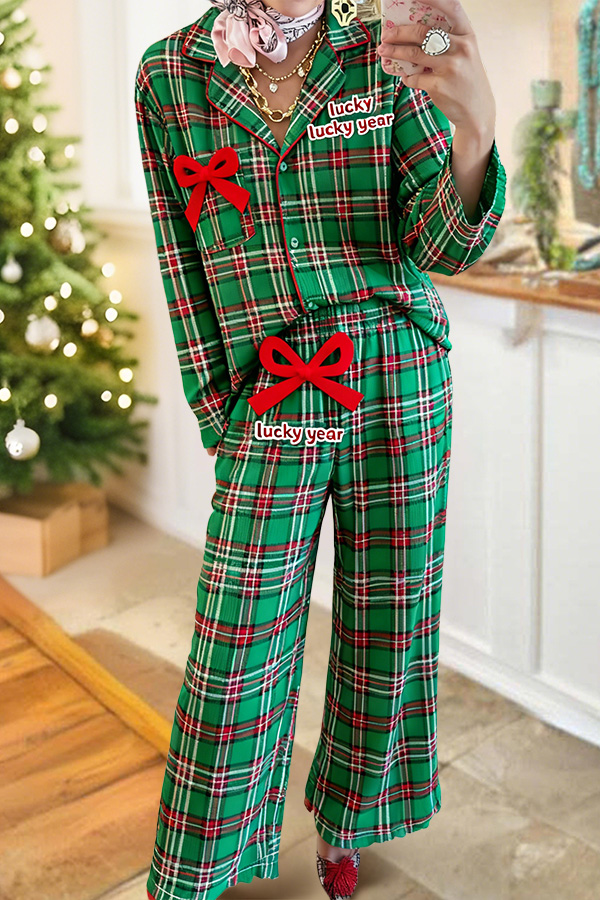 Christmas Plaid Bow Pajama Set