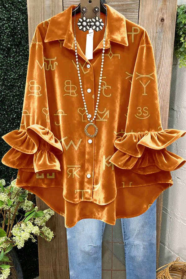 Velvet Brand Lettering Ruffle Top