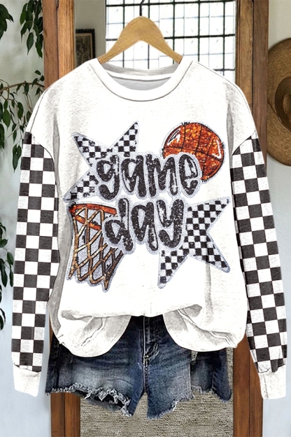 Basketball Game Day Checkerboard Sweatshirt