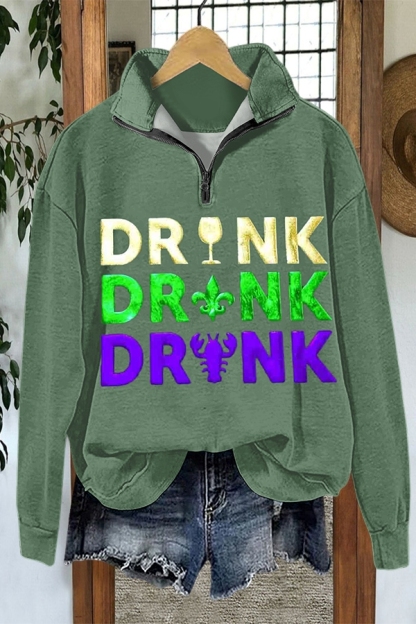 Mardi Gras Drink Sparkling Zip-Up Hoodie