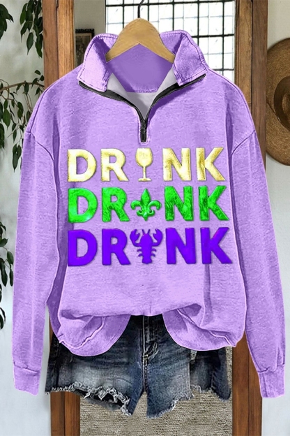Mardi Gras Drink Sparkling Zip-Up Hoodie