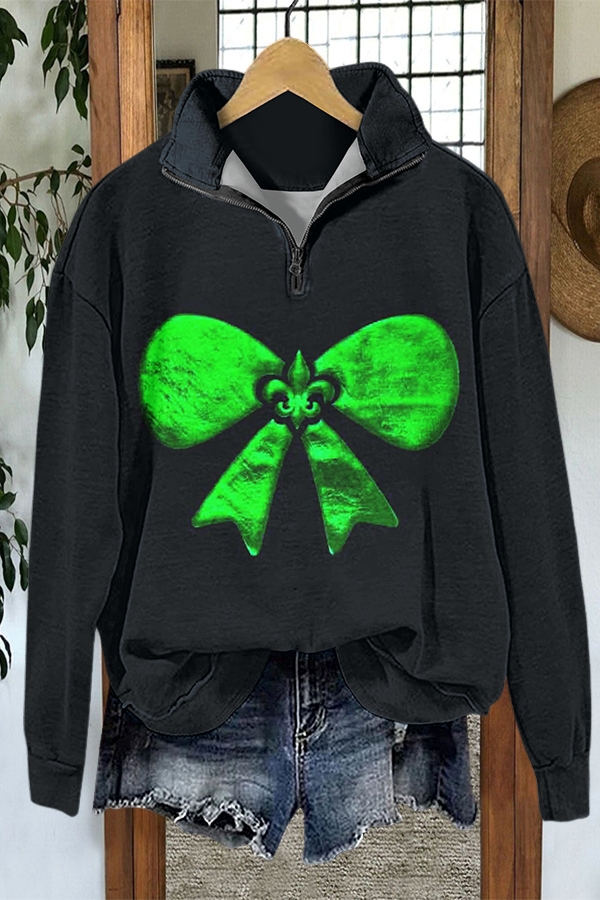 Mardi Gras Bow Zip-Up Sweatshirt