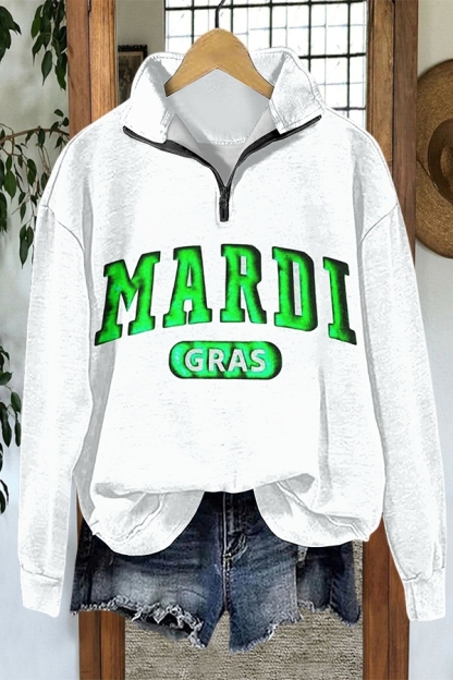 Shiny Mardi Gras Zip-Up Sweatshirt