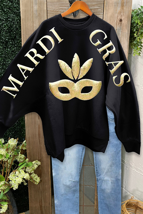Mardi Gras Mask Batwing Sleeve Sweatshirt