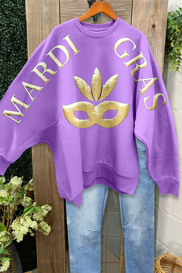 Mardi Gras Mask Batwing Sleeve Sweatshirt