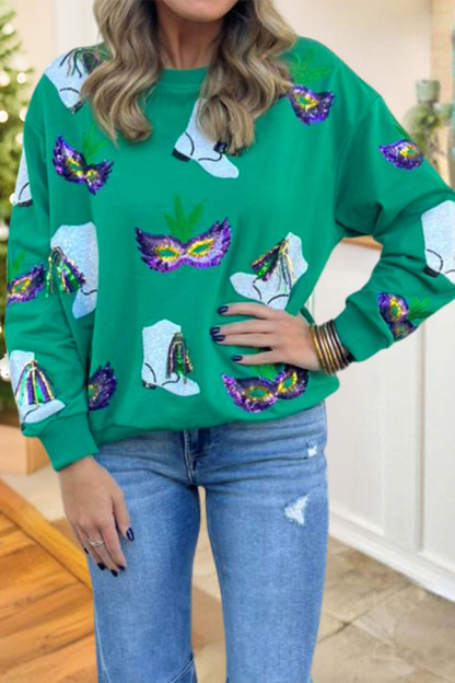 Mardi Gras Mask Boots Sweatshirt