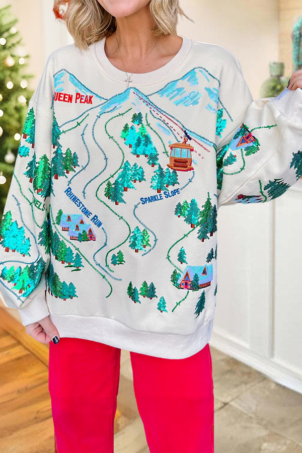 Shiny Snow Slope Landscape Sweatshirt