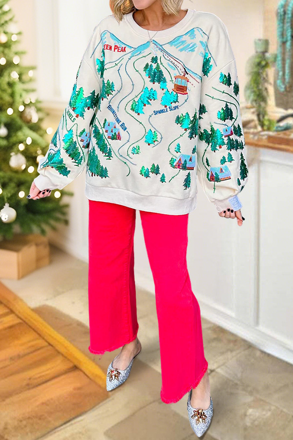 Shiny Snow Slope Landscape Sweatshirt