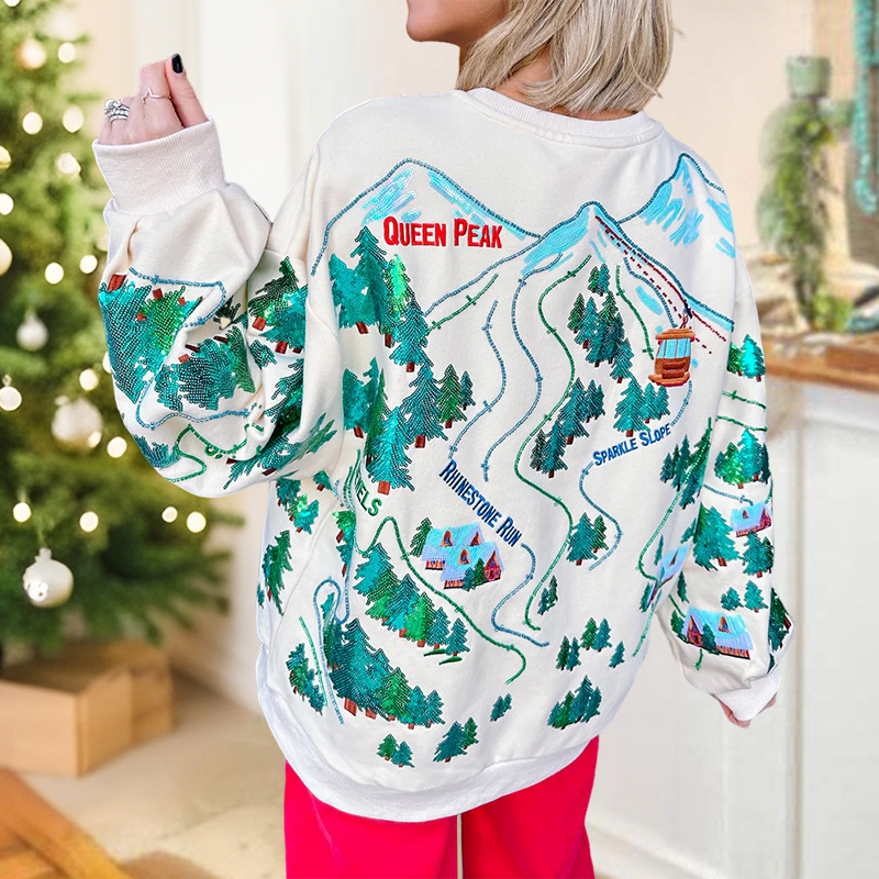 Shiny Snow Slope Landscape Sweatshirt