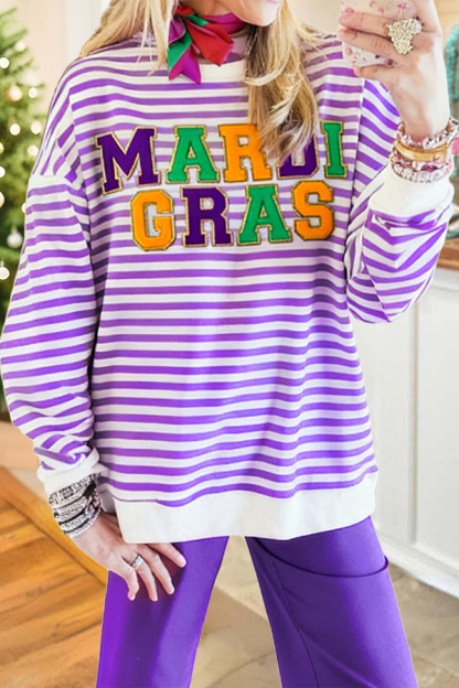 Mardi Gras Striped Sweatshirt