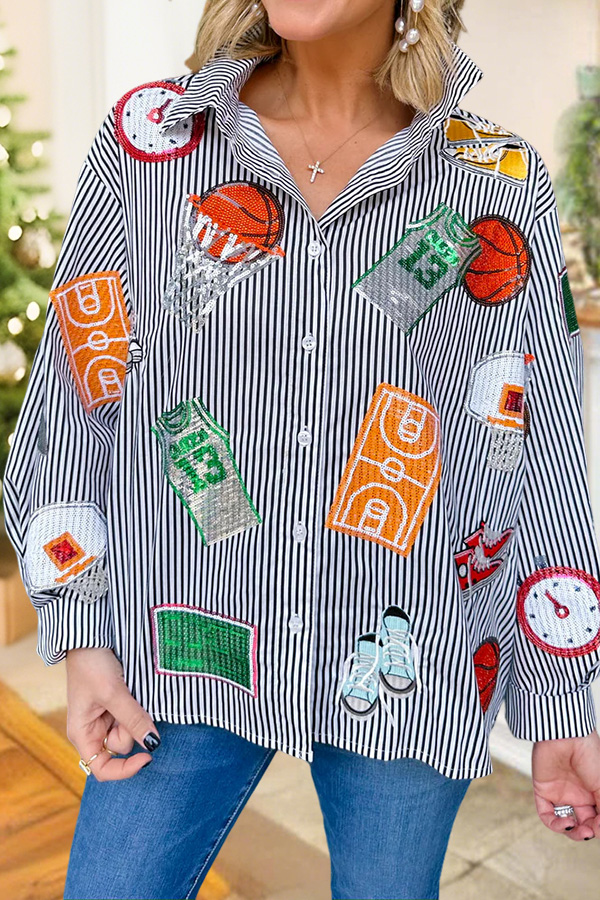 Cute Basketball Striped Shirt