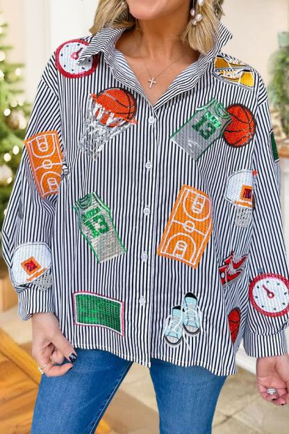 Cute Basketball Striped Shirt