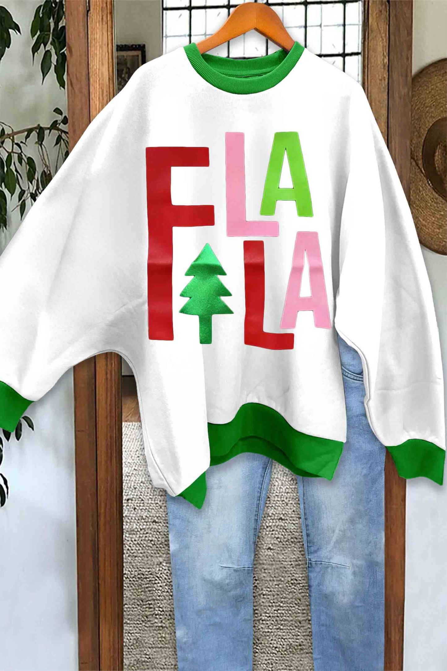 Christmas Falala Batwing Sleeve Sweatshirt