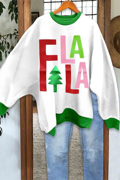 Christmas Falala Batwing Sleeve Sweatshirt
