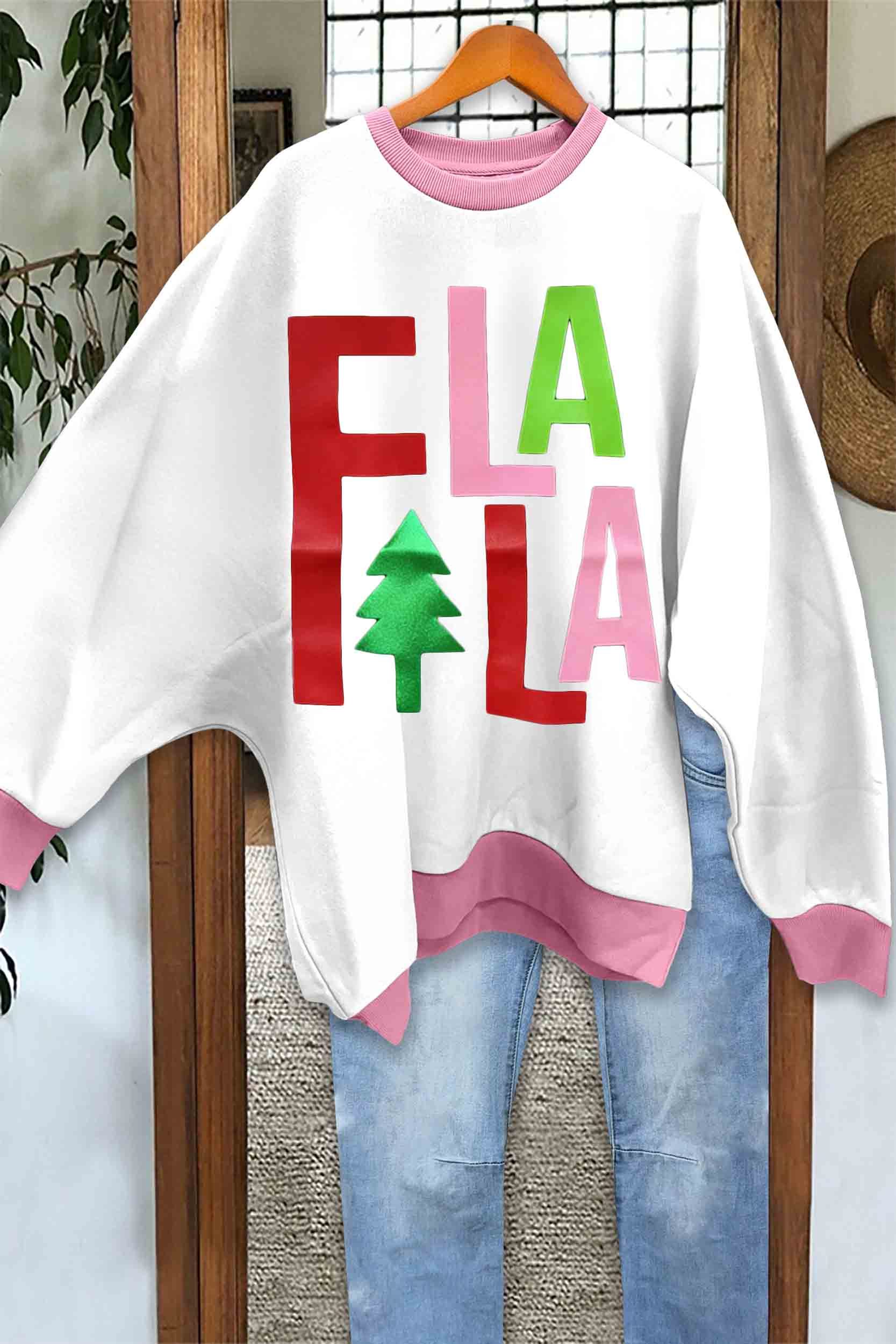 Christmas Falala Batwing Sleeve Sweatshirt