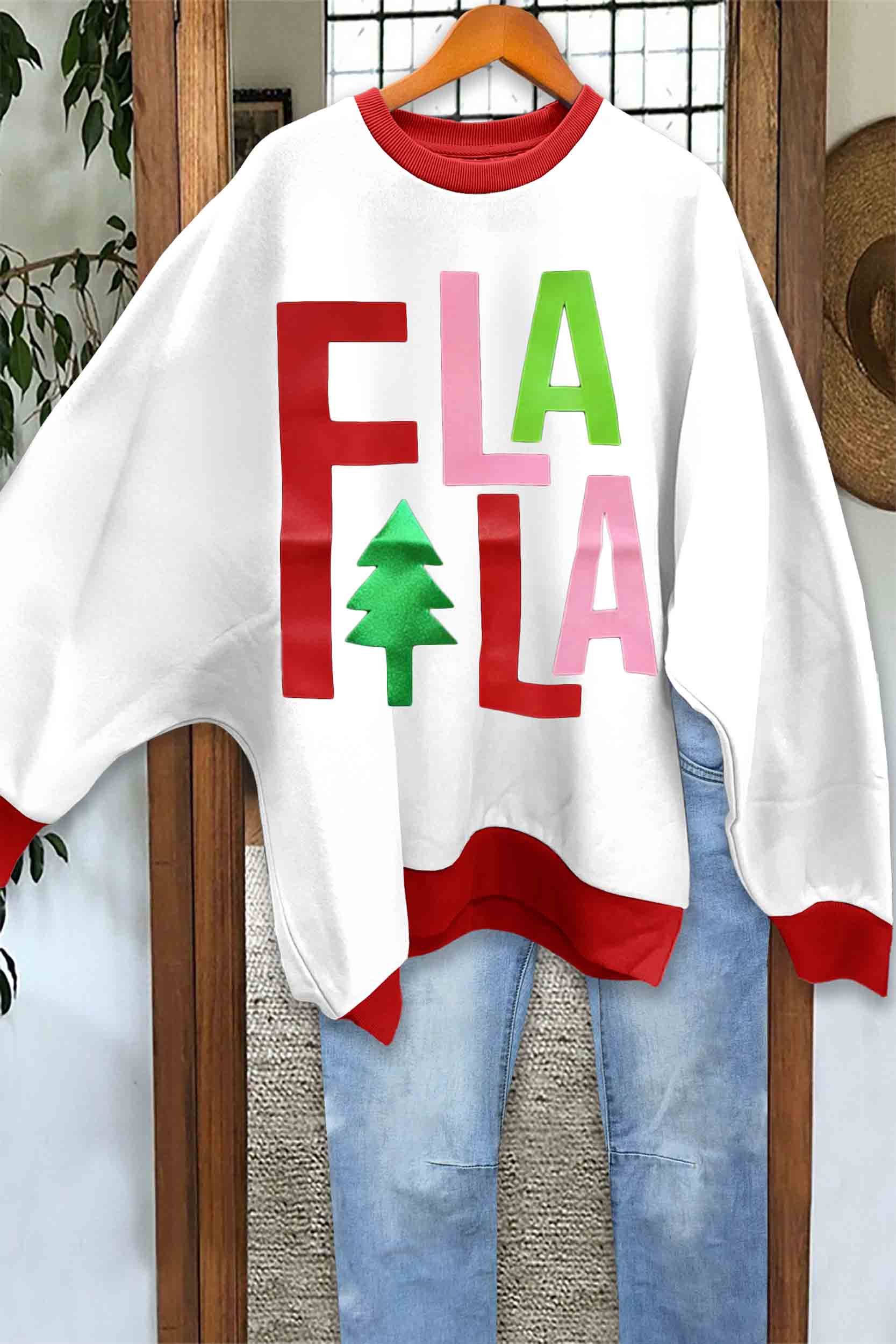 Christmas Falala Batwing Sleeve Sweatshirt