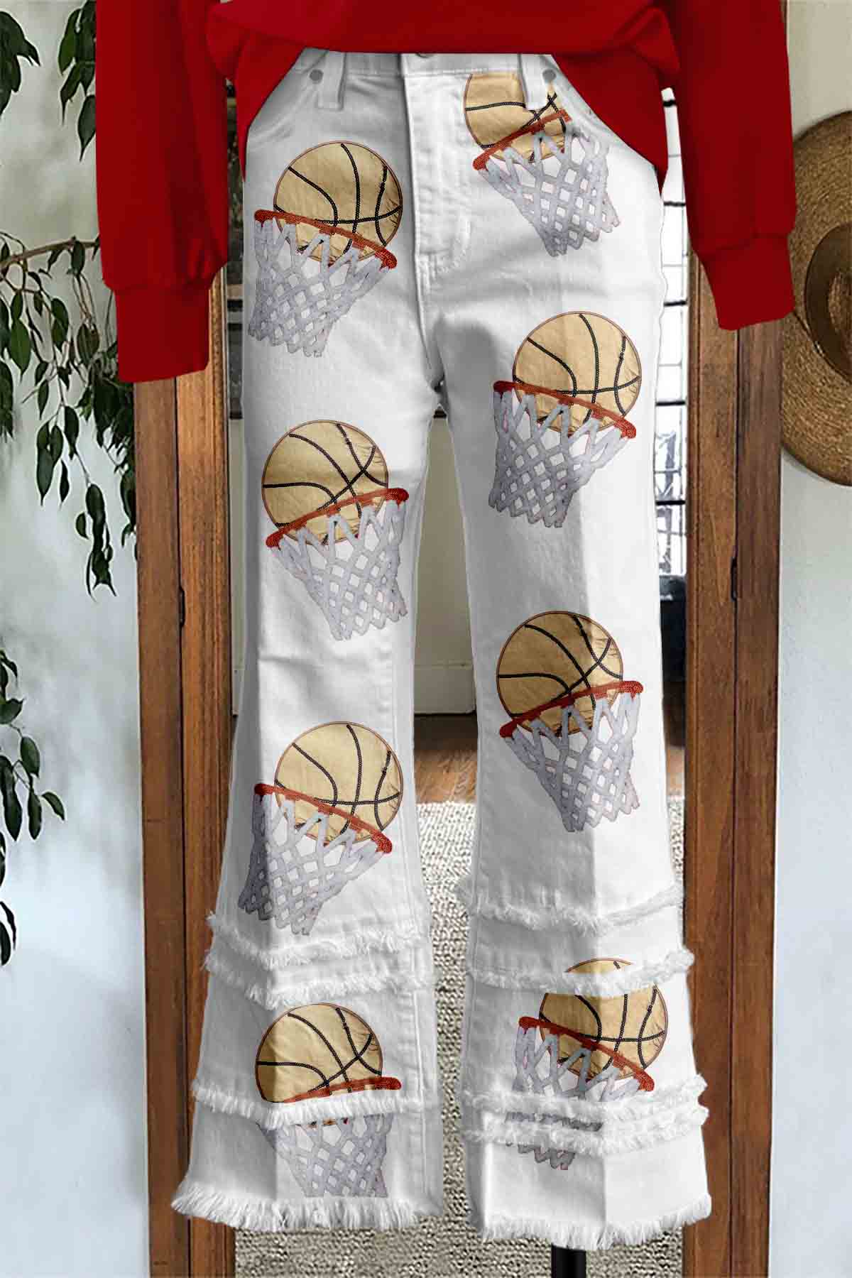 Shiny Basketball Tassel Pants
