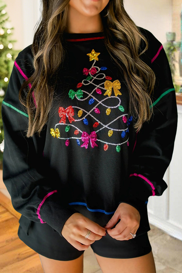 Bow Lights Christmas Tree Sweatshirt