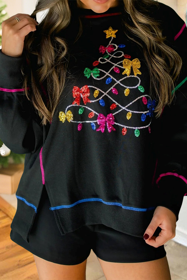 Bow Lights Christmas Tree Sweatshirt
