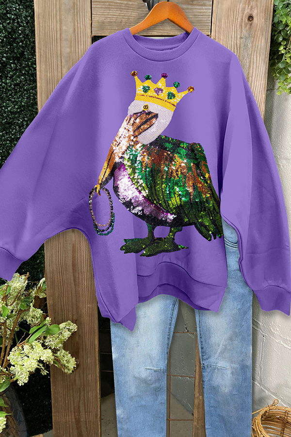 Mardi Gras Pelican Batwing Sleeve Sweatshirt