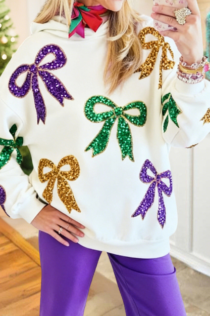 Mardi Gras Sparkling Bow Hoodie