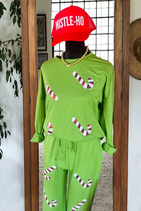 Christmas Glitter Candy Cane Sweatshirt