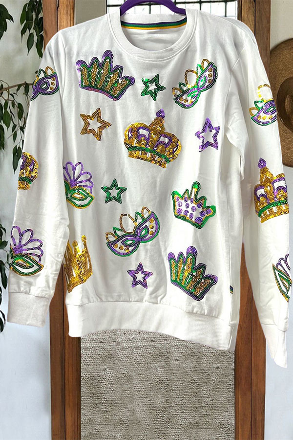 Mardi Gras Crown Mask Sweatshirt