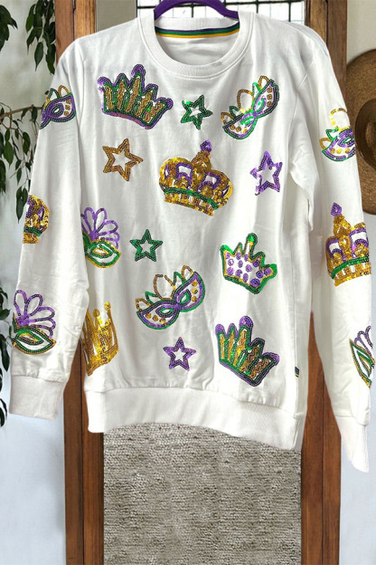 Mardi Gras Crown Mask Sweatshirt