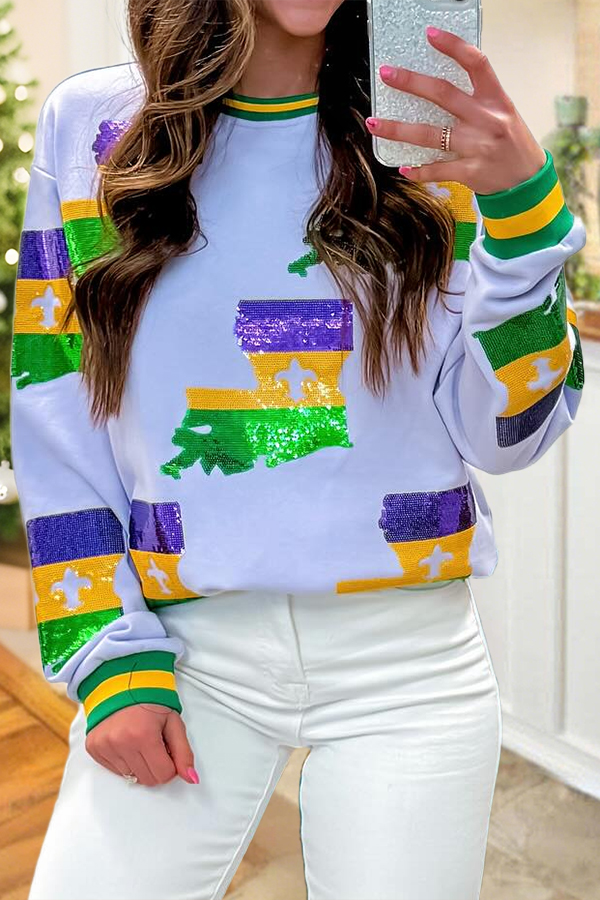 Mardi Gras Shiny Striped Sweatshirt