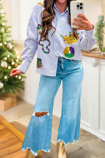 Mardi Gras Striped Crown Cake Shirt