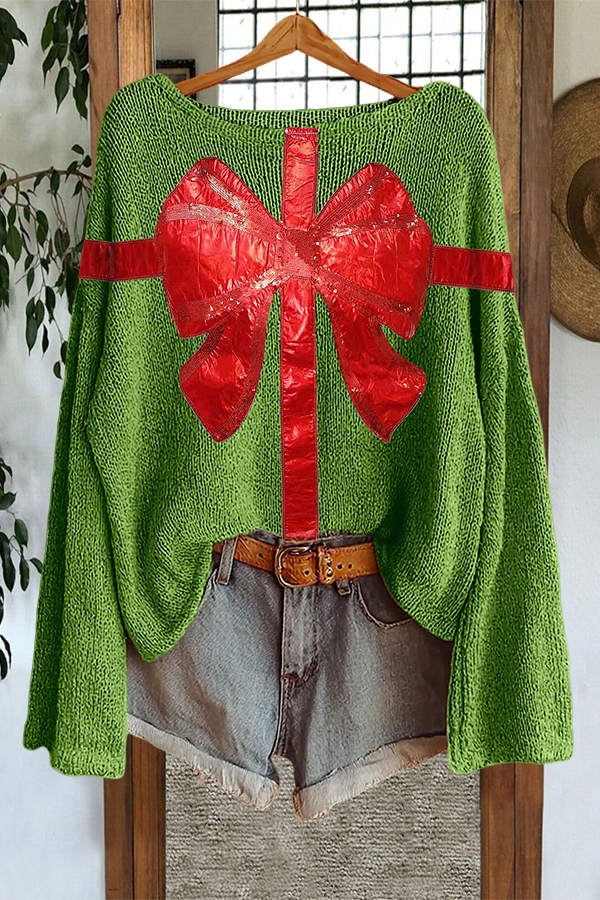 Christmas Sparkly Bow Sweater