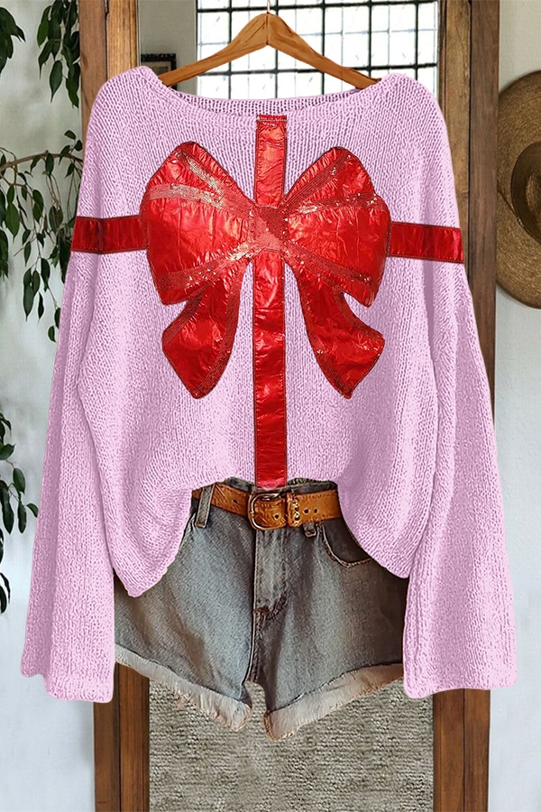 Christmas Sparkly Bow Sweater