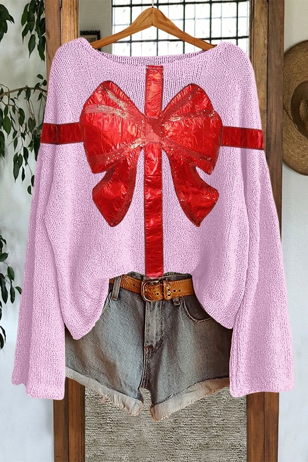 Christmas Sparkly Bow Sweater