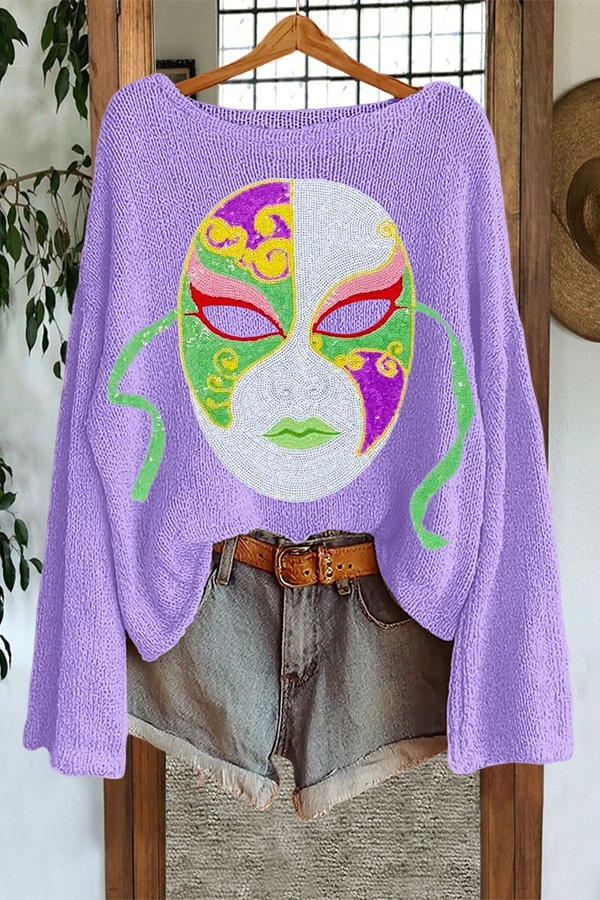 Mardi Gras Mask Sweater