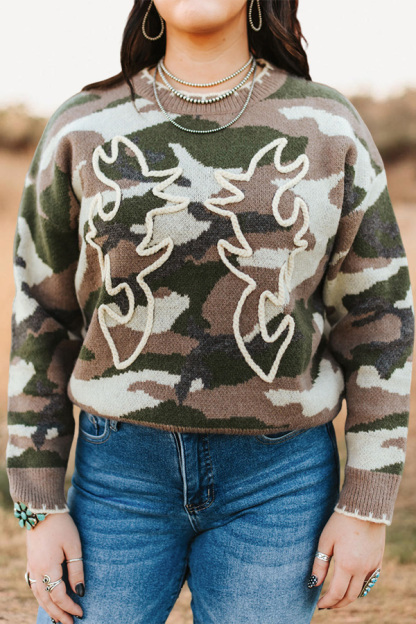 Wild Camouflage Boots Stitched Sweater