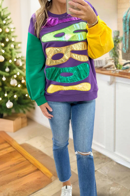 Mardi Gras Shiny Sweatshirt