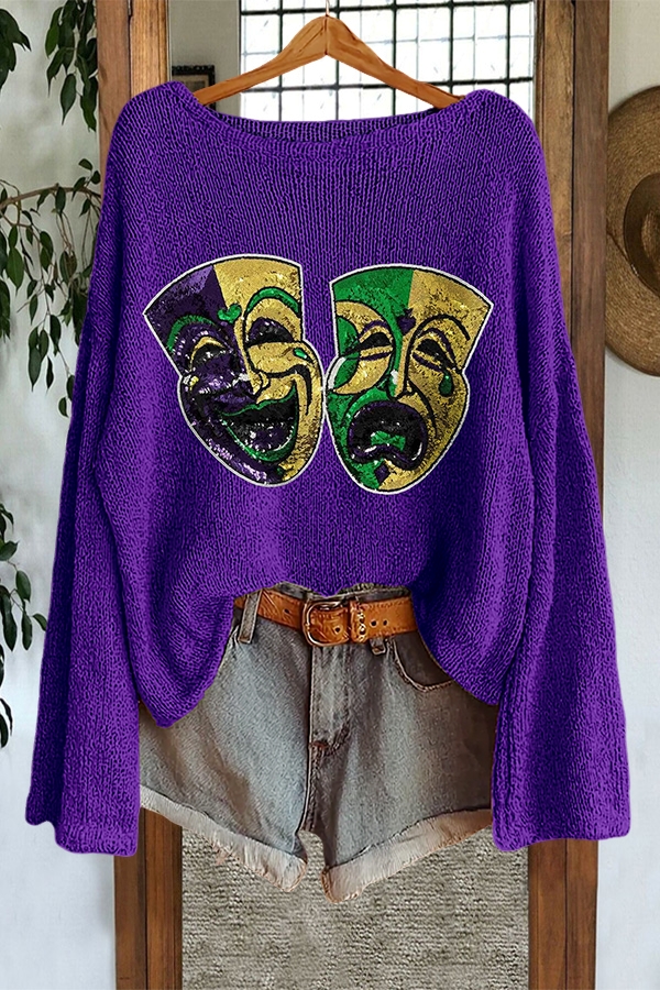 Mardi Gras Mask Sweater