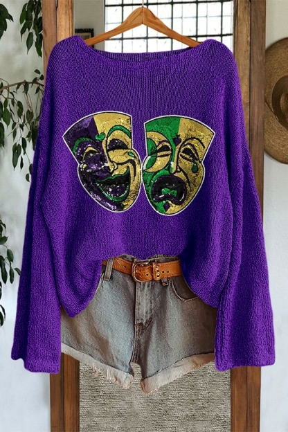 Mardi Gras Mask Sweater