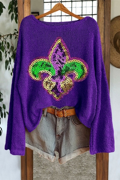 Mardi Gras Iris Sweater