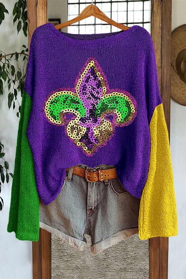 Mardi Gras Iris Sweater