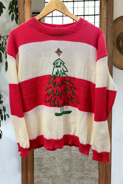 Christmas Tree Striped Sweater