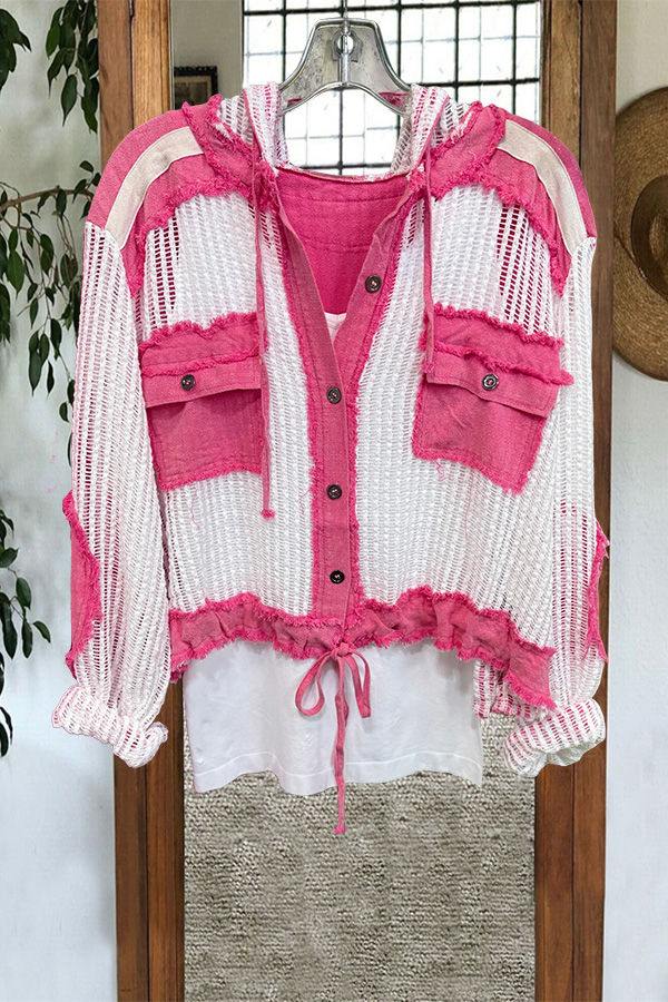 Color-Blocked Mesh Hooded Jacket